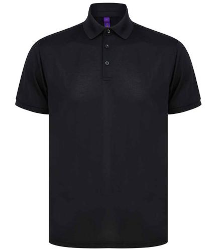 Henbury Recycled Polyester Piqu? Polo Shirt - BLK - XS
